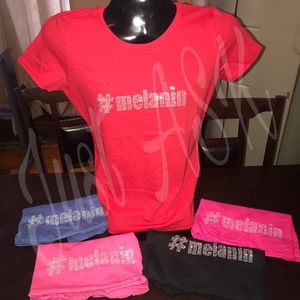 Rhinestone #Melanin Custom Tee